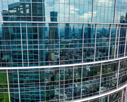 Modern office building exterior in Jakarta
